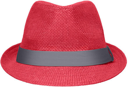 Myrtle Beach Street style trilby hoedje rood met donkergrijs L/xl (58 cm)