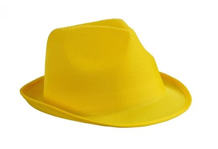 Myrtle Beach Trilby feesthoedje - geel - voor volwassenen - voordelige carnaval party hoeden