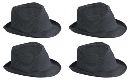 Myrtle Beach Trilby feesthoedje voor volwassenen - 6x stuks - zwart - Carnaval party verkleed hoeden