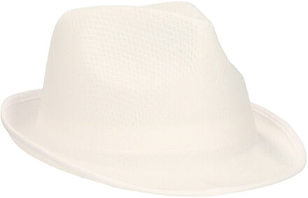 Myrtle Beach Trilby feesthoedje wit voor volwassenen - Verkleedhoofddeksels