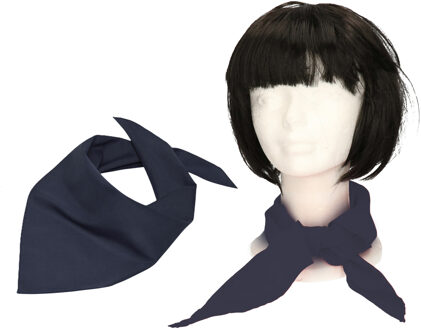 Myrtle Beach Verkleed bandana/sjaaltje/zakdoek - 2x - donkerblauw - kleuren thema - Carnaval accessoires