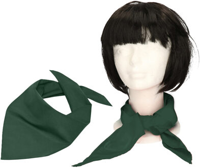 Myrtle Beach Verkleed bandana/sjaaltje/zakdoek - 2x - donkergroen - kleuren thema - Carnaval accessoires