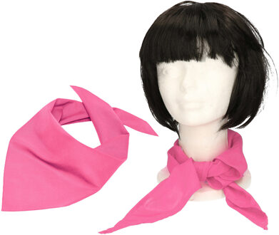 Myrtle Beach Verkleed bandana/sjaaltje/zakdoek - 2x - fuchsia roze - kleuren thema - Carnaval accessoires