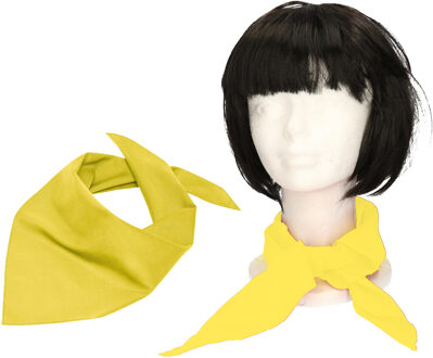 Myrtle Beach Verkleed bandana/sjaaltje/zakdoek - 2x - geel - kleuren thema - Carnaval accessoires