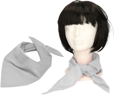 Myrtle Beach Verkleed bandana/sjaaltje/zakdoek - 2x - lichtgrijs - kleuren thema - Carnaval accessoires