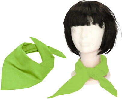 Myrtle Beach Verkleed bandana/sjaaltje/zakdoek - 2x - lime groen - kleuren thema - Carnaval accessoires