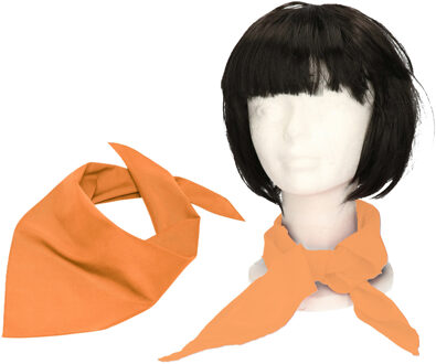 Myrtle Beach Verkleed bandana/sjaaltje/zakdoek - 2x - oranje - kleuren thema - Carnaval/koningsdag accessoires