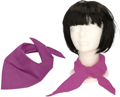 Myrtle Beach Verkleed bandana/sjaaltje/zakdoek - 2x - paars - kleuren thema - Carnaval accessoires