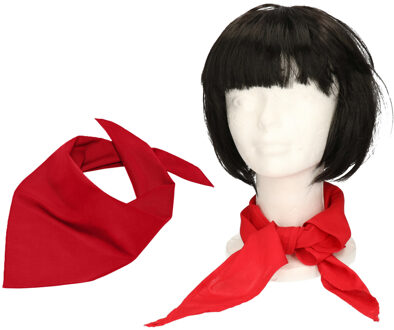 Myrtle Beach Verkleed bandana/sjaaltje/zakdoek - 2x - rood - Fransman/Boer - Carnaval accessoires