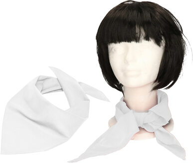 Myrtle Beach Verkleed bandana/sjaaltje/zakdoek - 2x - wit - kleuren thema - Carnaval accessoires