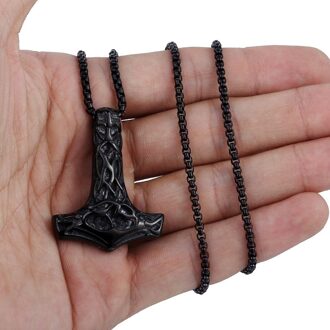 Mysterieuze Vintage Nordic Keltische Hamer Hanger Ketting Mannen Zwarte Metal Punk Amulet Sieraden