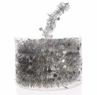 Mystic Christmas kerstboom decoratie sterren slinger zilver 700 cm - Kerstslingers Zilverkleurig