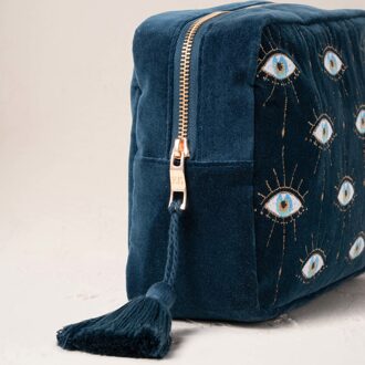 Mystical Eye Ink Blue Velvet Wash Bag