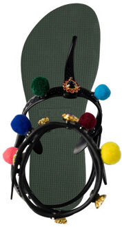 Mystique pompom legergroen Bruin/groen - 37-38