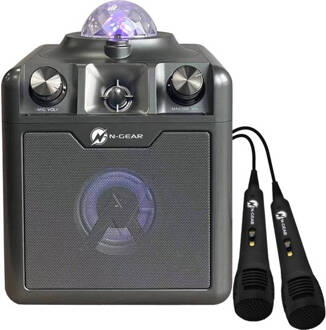 N-GEAR Disco Star 710 Space Grey - Bluetooth Speaker - Karaokeset - Partybox met Sterrenprojector & 2 Microfoons