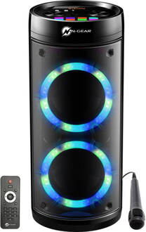 N-GEAR LGP 26R - Draadloze Bluetooth Party Speaker - Karaoke set - 1 Microfoon - Discoverlichting