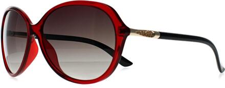 N2809 B transparante bordeaux rook gradiënt zonnebril Rood - One Size