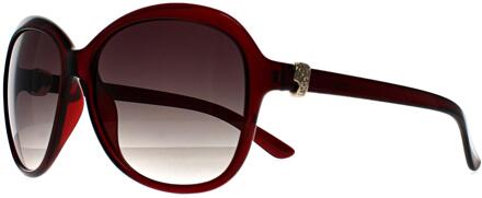 N2812 C transparante bordeaux rook gradiënt zonnebril Rood