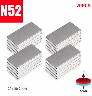 N52 20X10X2 Mm Neodymium Blokmagneet Zeldzame Aarde Magneten 10/20/30/60 stuks Voor Plakken Toelichting Op Koelkast Deuren Diy Projecten F1
