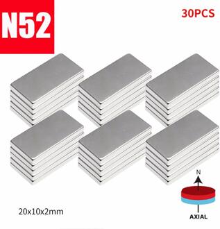 N52 20X10X2 Mm Neodymium Blokmagneet Zeldzame Aarde Magneten 10/20/30/60 stuks Voor Plakken Toelichting Op Koelkast Deuren Diy Projecten F1