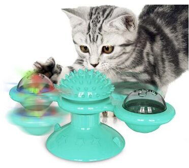 N67 Huisdier Speelgoed Voor Katten Interactieve Puzzel Training Draaitafel Windmolen Bal Wervelende Speelgoed Voor Kat Kitten Play Game Kat Levert Blauw