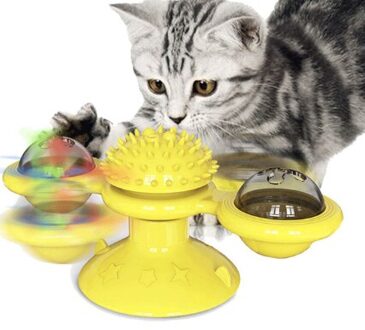 N67 Huisdier Speelgoed Voor Katten Interactieve Puzzel Training Draaitafel Windmolen Bal Wervelende Speelgoed Voor Kat Kitten Play Game Kat Levert geel