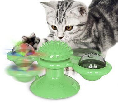 N67 Huisdier Speelgoed Voor Katten Interactieve Puzzel Training Draaitafel Windmolen Bal Wervelende Speelgoed Voor Kat Kitten Play Game Kat Levert groen