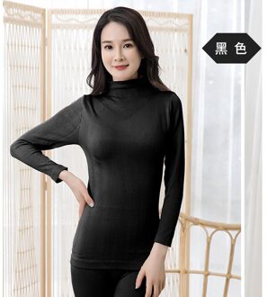 Naadloze Hoge Kraag Volledige Katoen Warm Houden Ondergoed Set Bodybuilding Slanke Thermisch Ondergoed Set Vrouwen Lange Onderbroek Set zwart