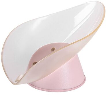 Naadloze Wandmontage Zeepkist Badkamer Zeephouder Huishoudelijke Verhandelt Drainage Gat Gratis Opbergdoos Afwerking Rekken Sterke bladeren roze