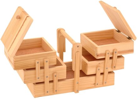 Naaidoos - uitklapbaar - met handgreep - hout - 30 x 18 x 19 cm - naaikist Beige