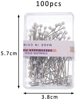 Naaien Gereedschap Plastic/Rvs Diy Dressmaking Pins Bloemisten Naaien Pin 3 Kleuren Voor Corsage Multi Purpose Parel Hoofd wit