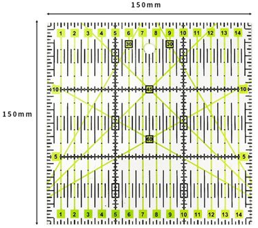 Naaien Heerser Dubbele-Kleur Heerser Patchwork Transparante Quilten Diy Naaien Patchwork Liniaal Tekening Tools Meten Stationaire 15X15cm