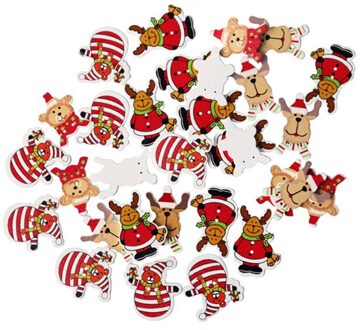 Naaien Kerst Knoppen 30Pcs 2 Gaten Boom Sneeuwvlok Uil Cartoon Houten Knoppen Voor Scrapbooking Diy Kleding Accesorries deerbears