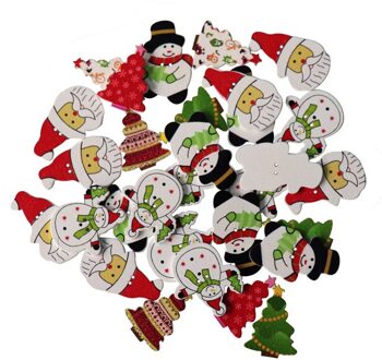 Naaien Kerst Knoppen 30Pcs 2 Gaten Boom Sneeuwvlok Uil Cartoon Houten Knoppen Voor Scrapbooking Diy Kleding Accesorries Santa