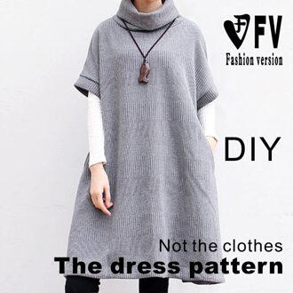 Naaien Patroon Vrouwen Casual Hoge Hals Jurk Kledingstuk Structuur Snijden Tekening BLQ-468 patroon Size 3XL