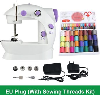 Naaimachine Mini Draagbare Elektrische Huishoudelijke Crafting Herstellen Voetpedaal Te Naaien Verstelbare Speed Kit Voor Thuis Beginners Kids EU plug (Sewing Kit)