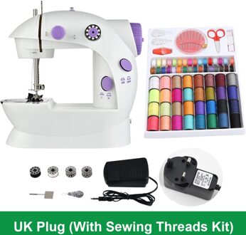 Naaimachine Mini Draagbare Elektrische Huishoudelijke Crafting Herstellen Voetpedaal Te Naaien Verstelbare Speed Kit Voor Thuis Beginners Kids UK plug (Sewing Kit)
