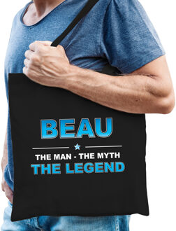 Naam cadeau Beau - The man, The myth the legend katoenen tas - Boodschappentas verjaardag/ vader/ collega/ geslaagd
