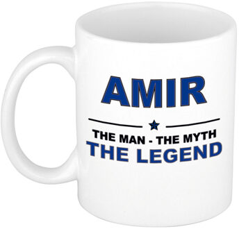 Naam cadeau mok/ beker Amir The man, The myth the legend 300 ml - Naam mokken Multikleur