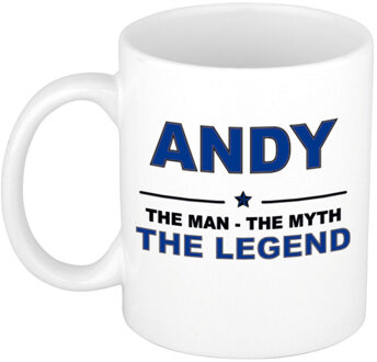 Naam cadeau mok/ beker Andy The man, The myth the legend 300 ml - Naam mokken Multikleur