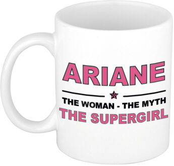 Naam cadeau mok/ beker Ariane The woman, The myth the supergirl 300 ml - Naam mokken Multikleur