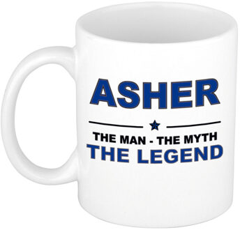 Naam cadeau mok/ beker Asher The man, The myth the legend 300 ml - Naam mokken Multikleur