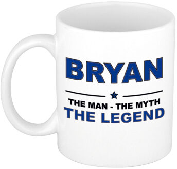 Naam cadeau mok/ beker Bryan The man, The myth the legend 300 ml - Naam mokken Multikleur