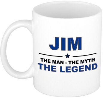 Naam cadeau mok/ beker Jim The man, The myth the legend 300 ml - Naam mokken Multikleur