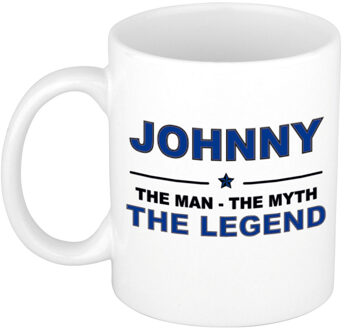 Naam cadeau mok/ beker Johnny The man, The myth the legend 300 ml - Naam mokken Multikleur