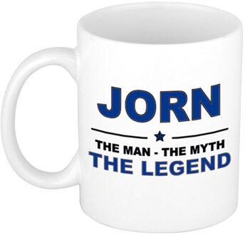 Naam cadeau mok/ beker Jorn The man, The myth the legend 300 ml - Naam mokken Multikleur