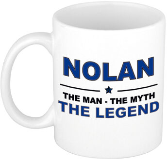 Naam cadeau mok/ beker Nolan The man, The myth the legend 300 ml - Naam mokken Multikleur