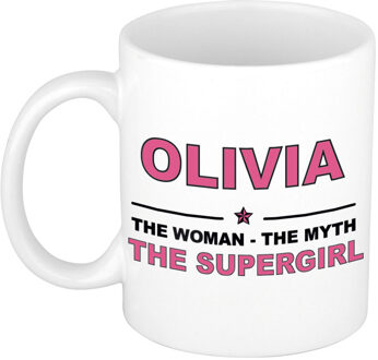 Naam cadeau mok/ beker Olivia The woman, The myth the supergirl 300 ml - Naam mokken Multikleur