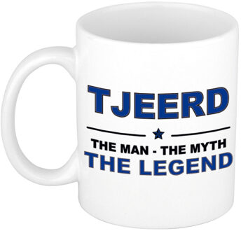 Naam cadeau mok/ beker Tjeerd The man, The myth the legend 300 ml - Naam mokken Multikleur