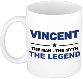Naam cadeau mok/ beker Vincent The man, The myth the legend 300 ml - Naam mokken Multikleur